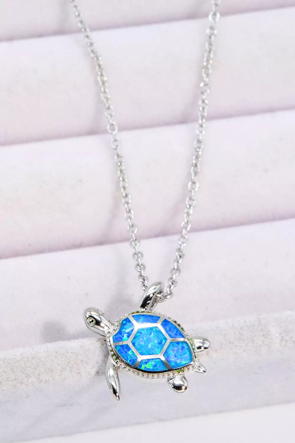 Opal Turtle Pendant Chain-Link Necklace