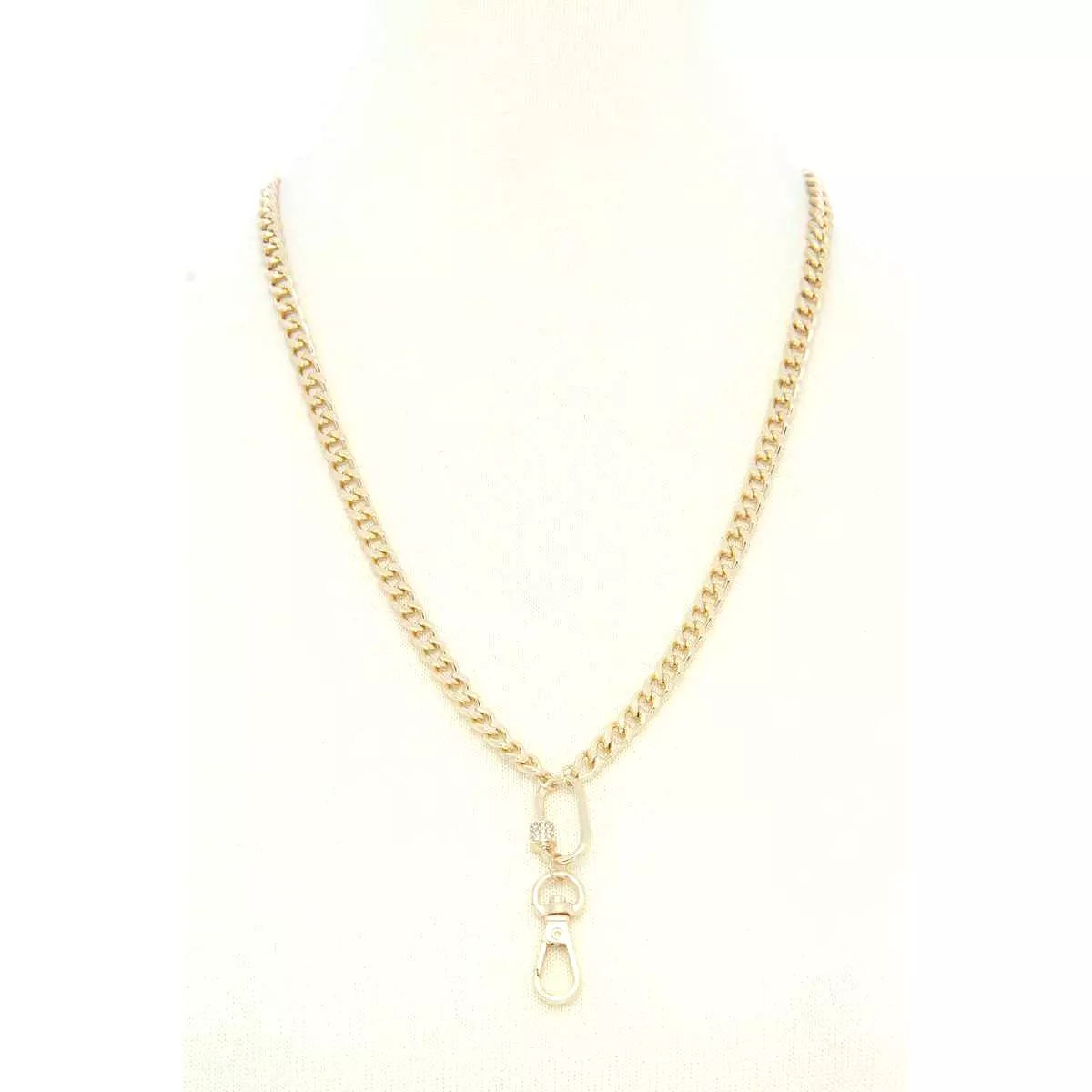 Oval Charm Curb Link Metal Necklace