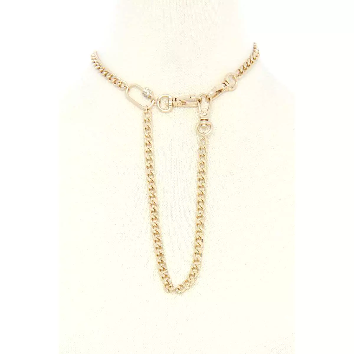 Oval Charm Curb Link Metal Necklace