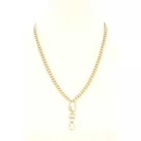 Oval Charm Curb Link Metal Necklace