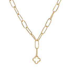 Oval Link Clover Lariat Chain with Quatrefoil Connector 20