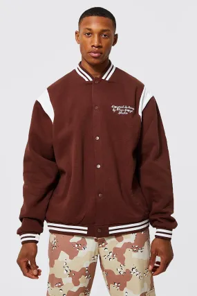 Oversized Embroidered Jersey Varsity Jacket