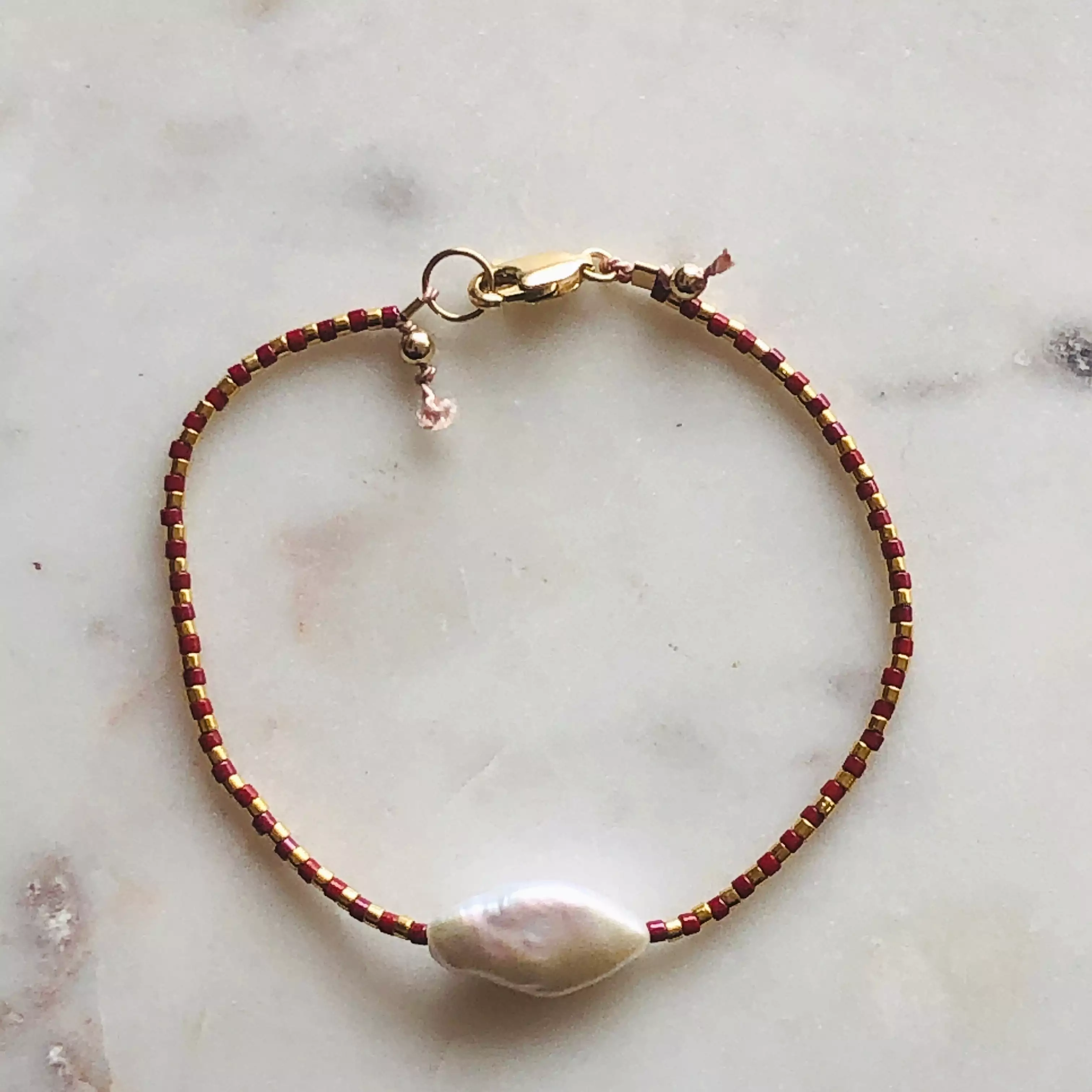 Pearl + 24k Gold Beads Bracelet