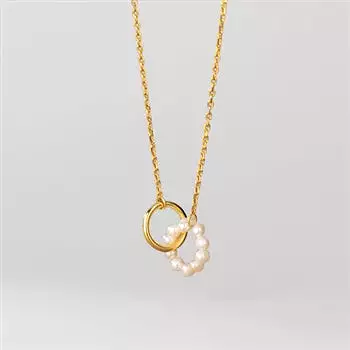 Pearl and gold hoop necklace