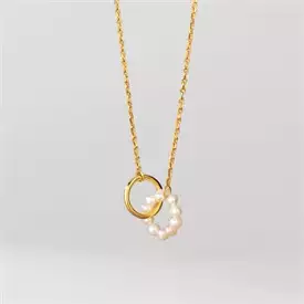 Pearl and gold hoop necklace