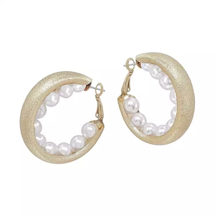 Pearl Lined Hoop Earrings