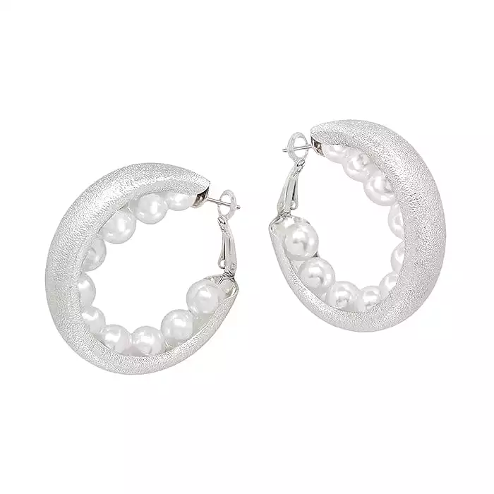 Pearl Lined Hoop Earrings