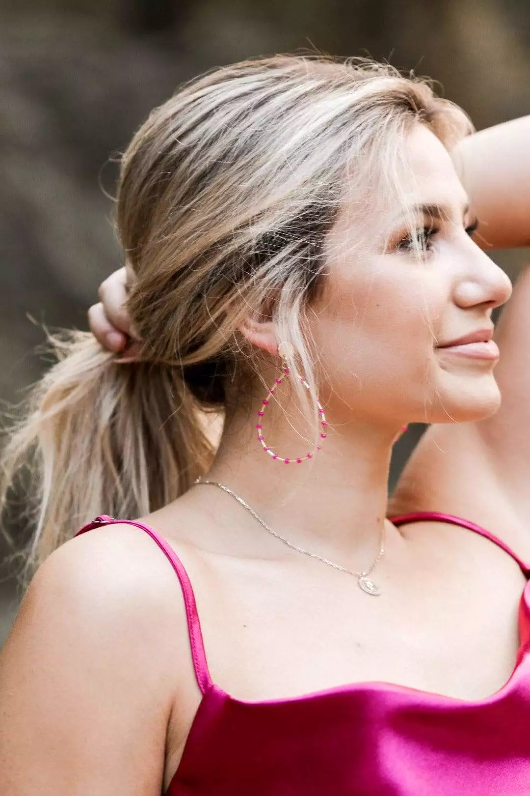 Pink & Gold Tear Drop Hoops