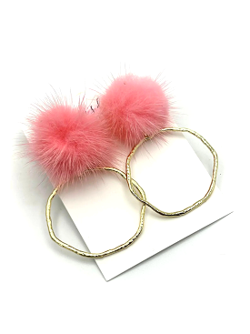 Pink Fur Hoop Earring