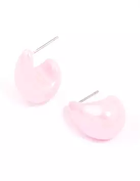 Pink Iridescent Teardrop Huggie Earrings