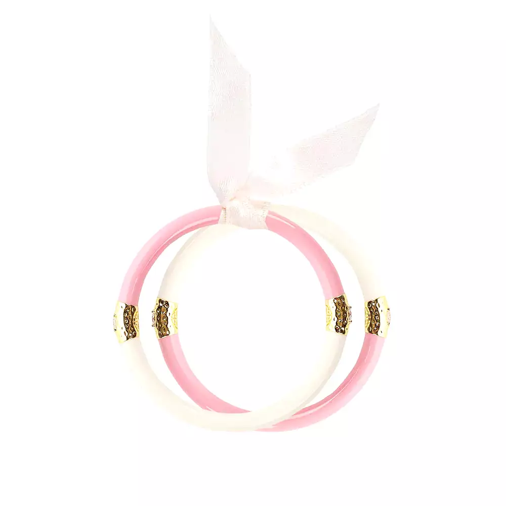 Pink/Ivory Yin & Yang All Season Bangles For Kids - Set of Two