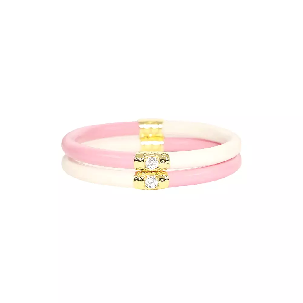 Pink/Ivory Yin & Yang All Season Bangles For Kids - Set of Two