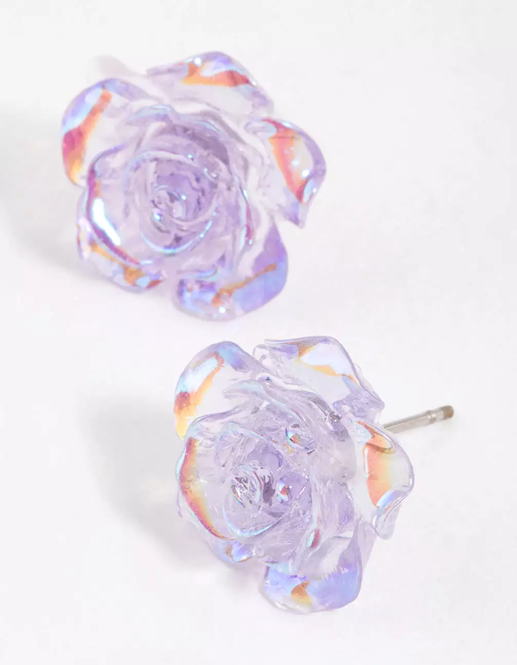 Plastic Lilac Rose Bloom Stud Earirngs