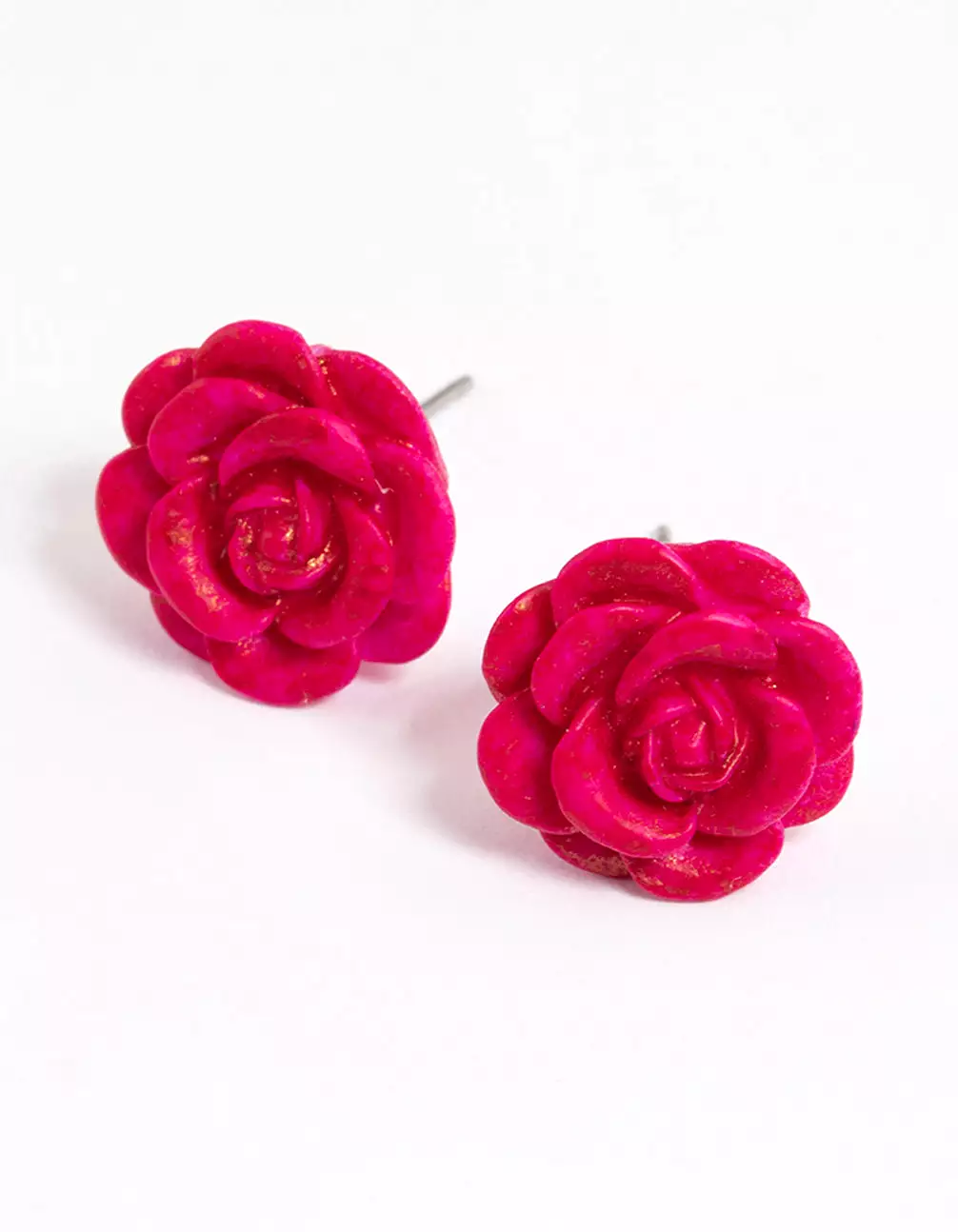 Plastic Watercolour Rose Stud Earrings