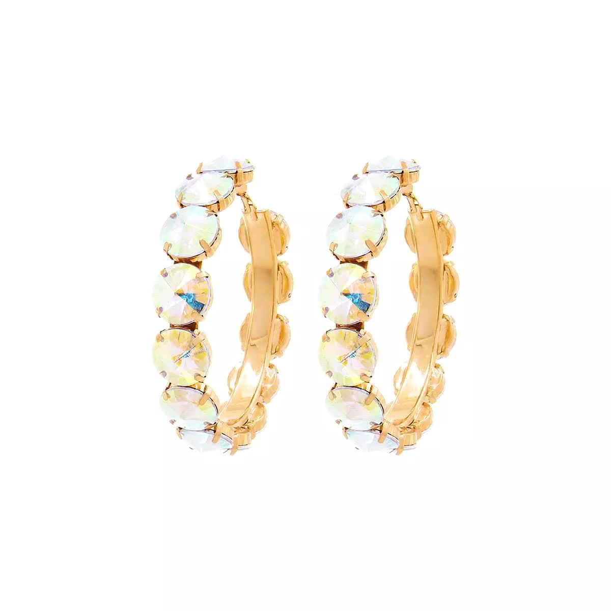 Rhinestone 3.25 Inch Classic Hoop Earring