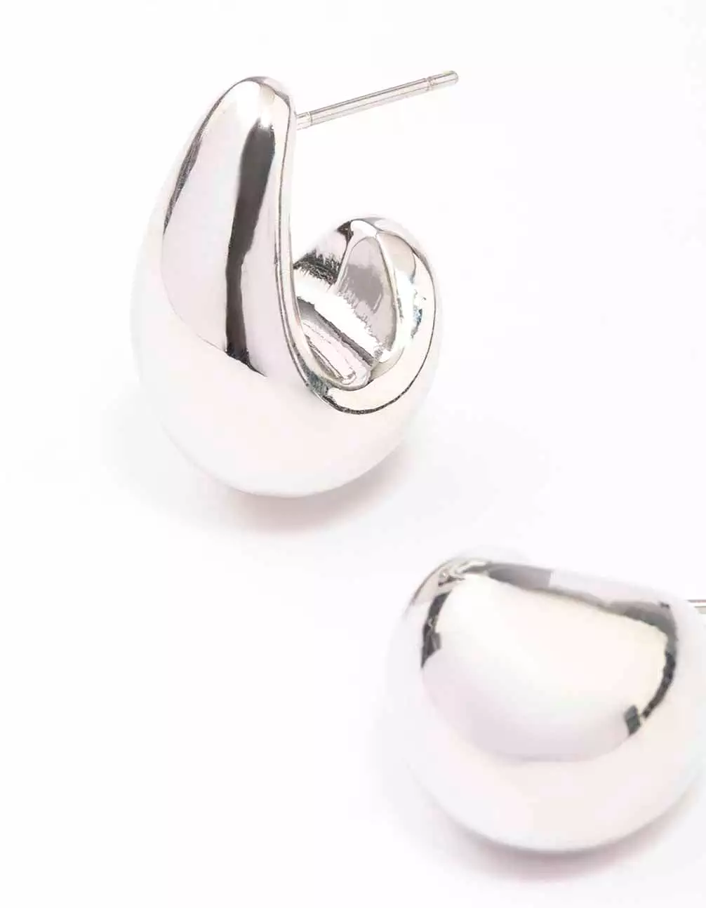 Rhodium Mini Teardrop Huggie Earrings