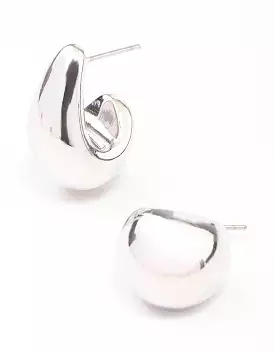 Rhodium Mini Teardrop Huggie Earrings