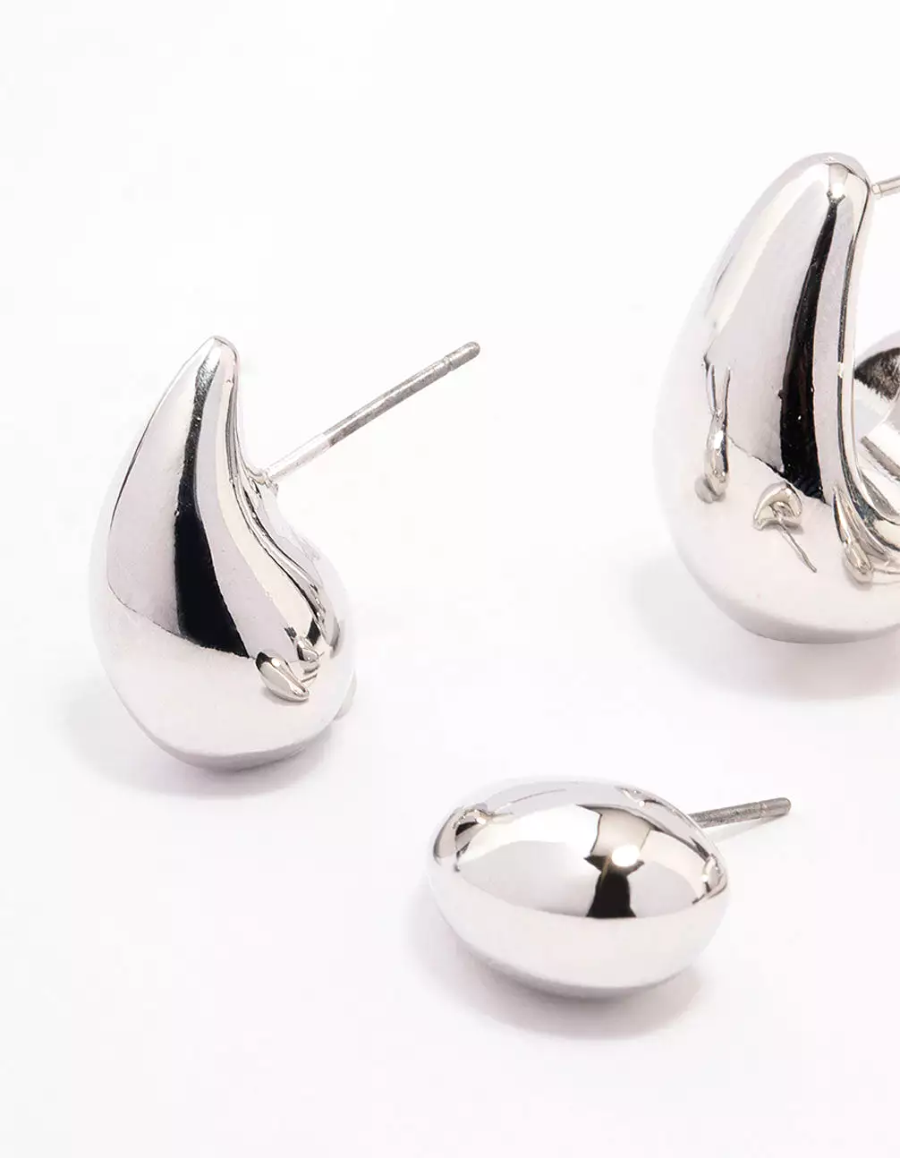 Rhodium Teardrop Shaped Earring Pack