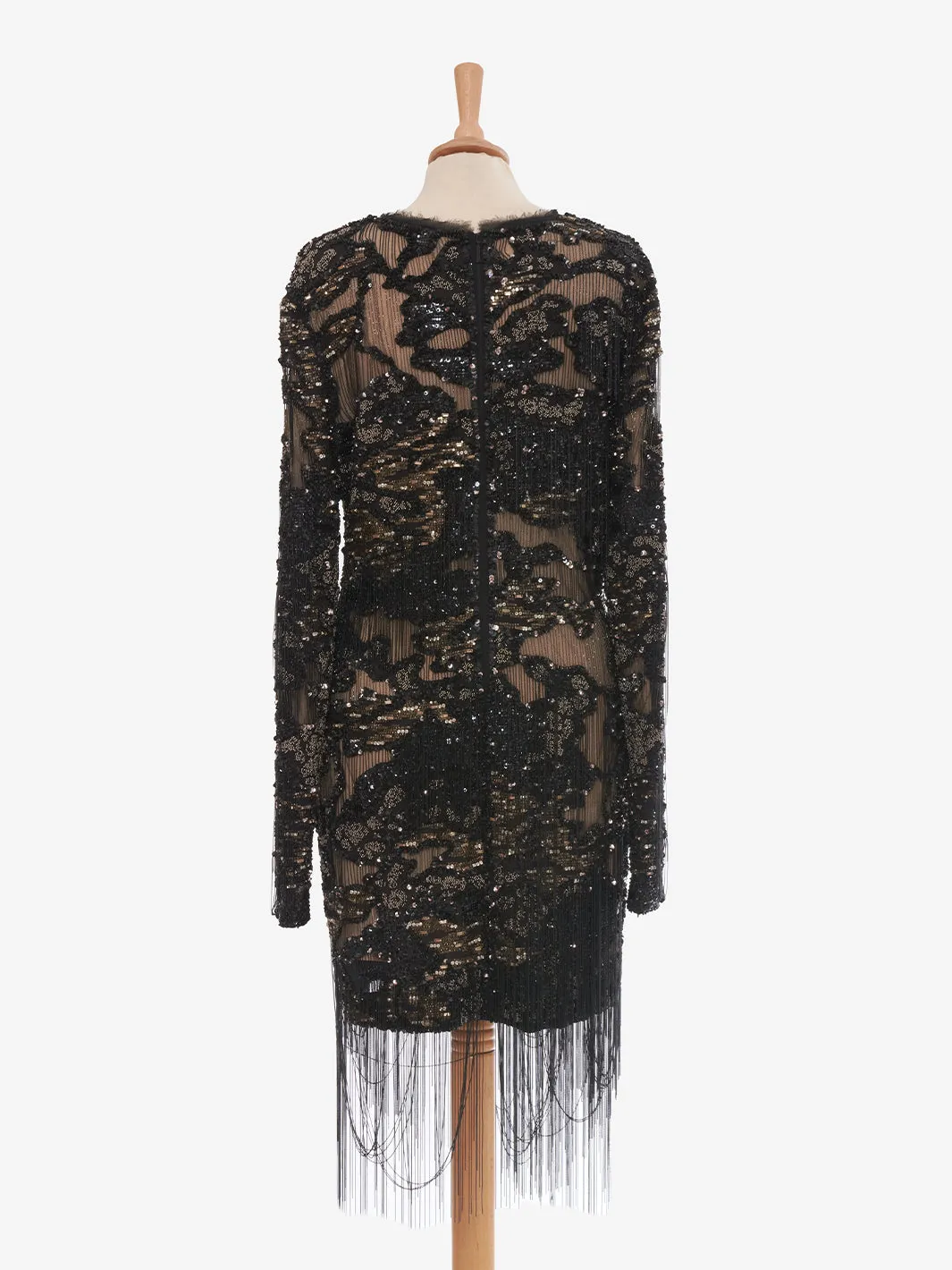 Roberto Cavalli Black silk dress embroidered with appliqués