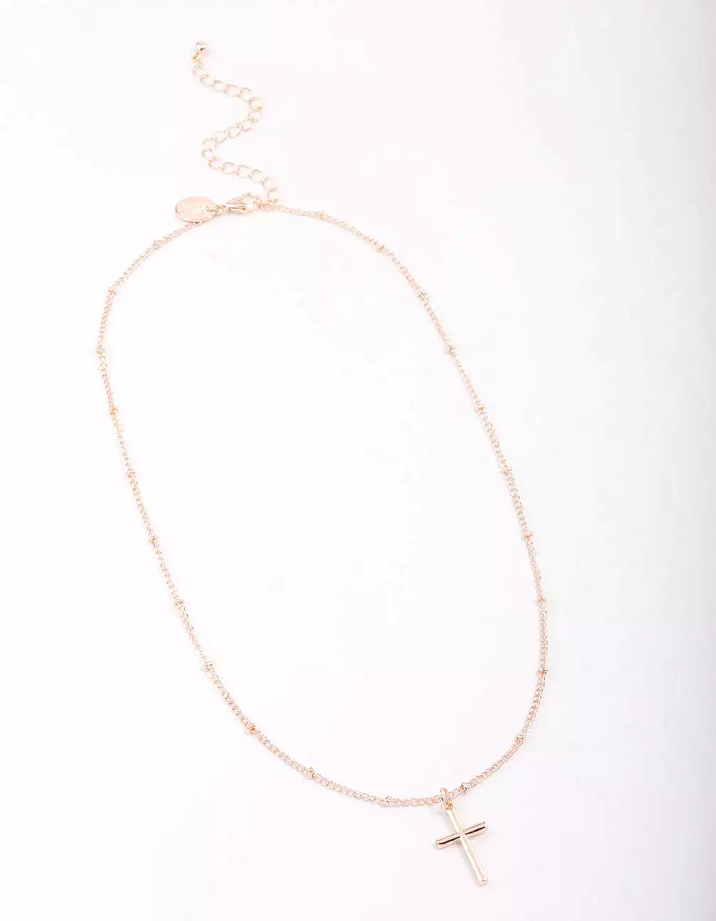 Rose Gold Classic Cross Ball Chain Necklace