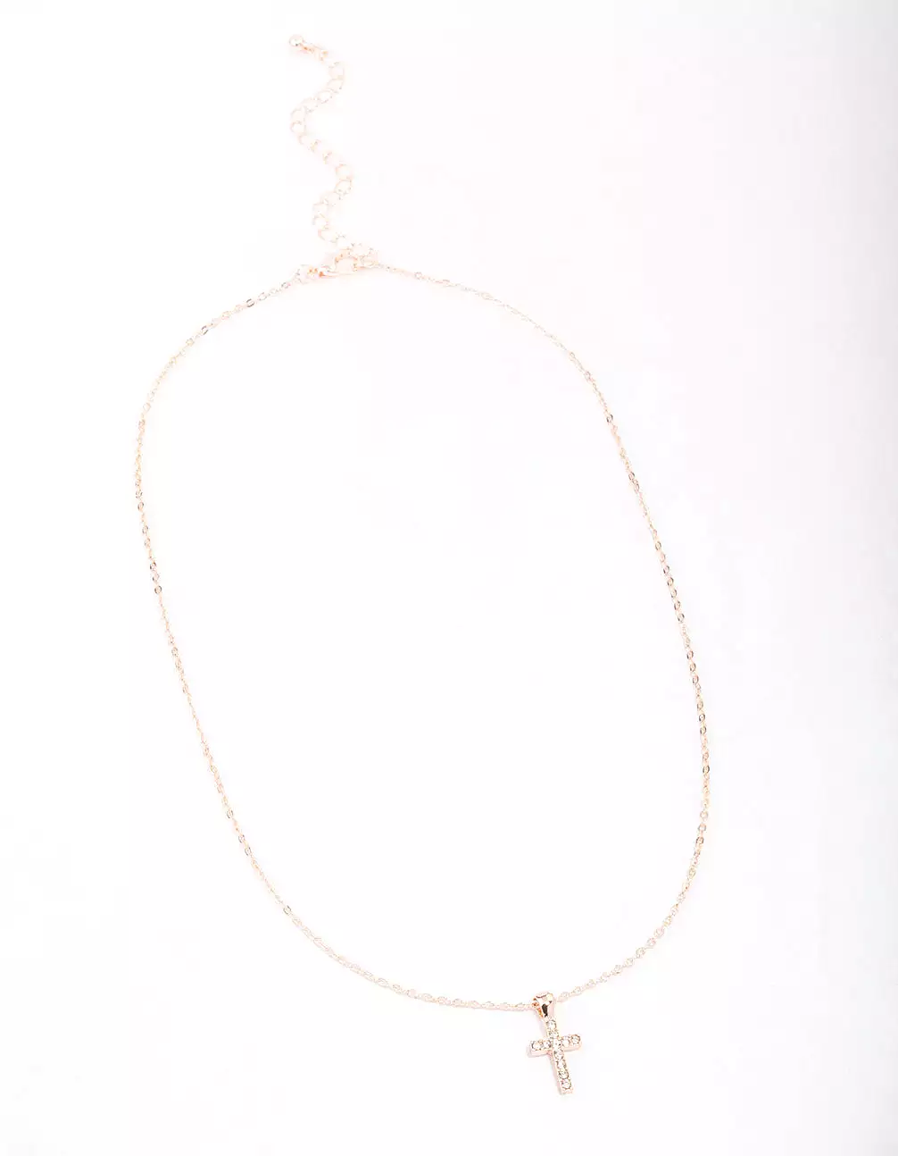 Rose Gold Diamante Cross Short Necklace