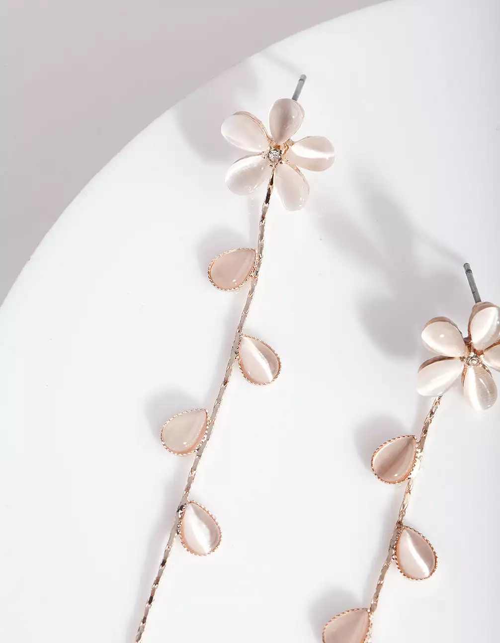 Rose Gold Flower Vine Drop Earrings