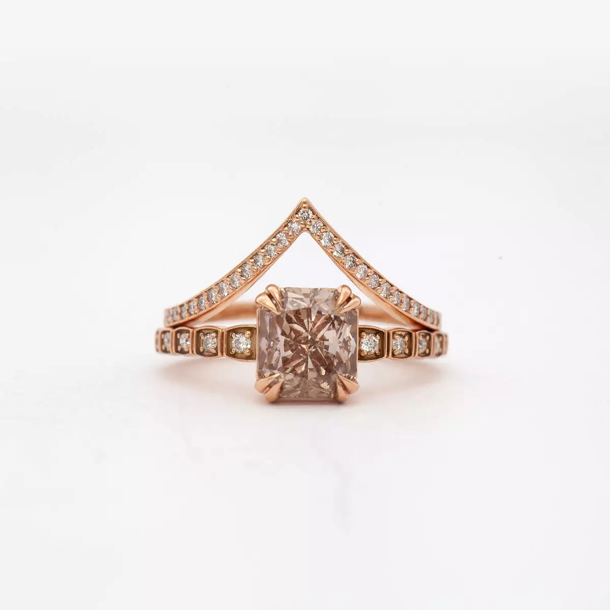 Rose Gold White Diamond Dusted Chrysalis Band