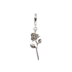 Rose Hoop Earring - Sterling Silver