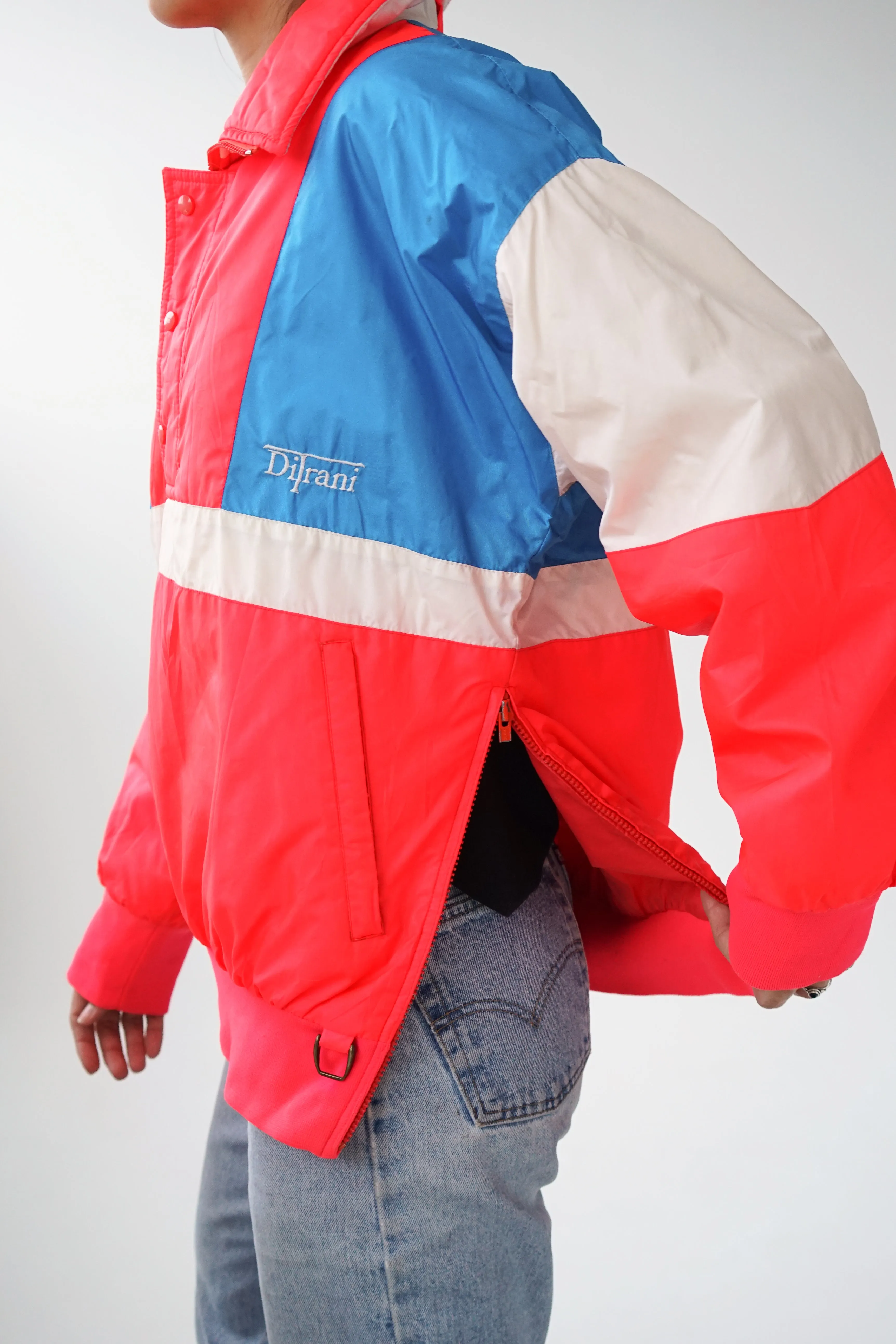 Rétro fluo Ditrani vintage 80s pull over ski jacket unisex size 36 (S)