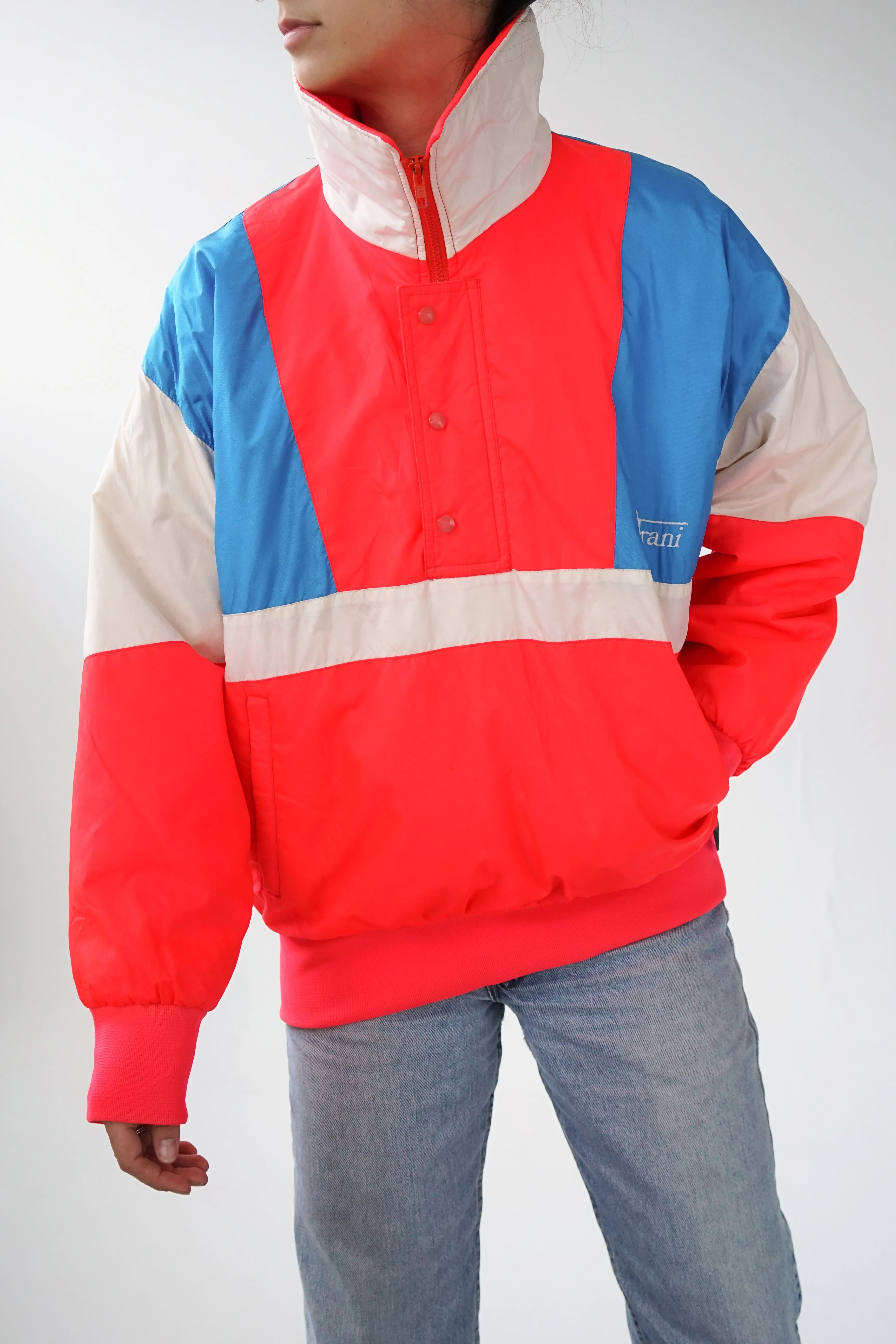 Rétro fluo Ditrani vintage 80s pull over ski jacket unisex size 36 (S)