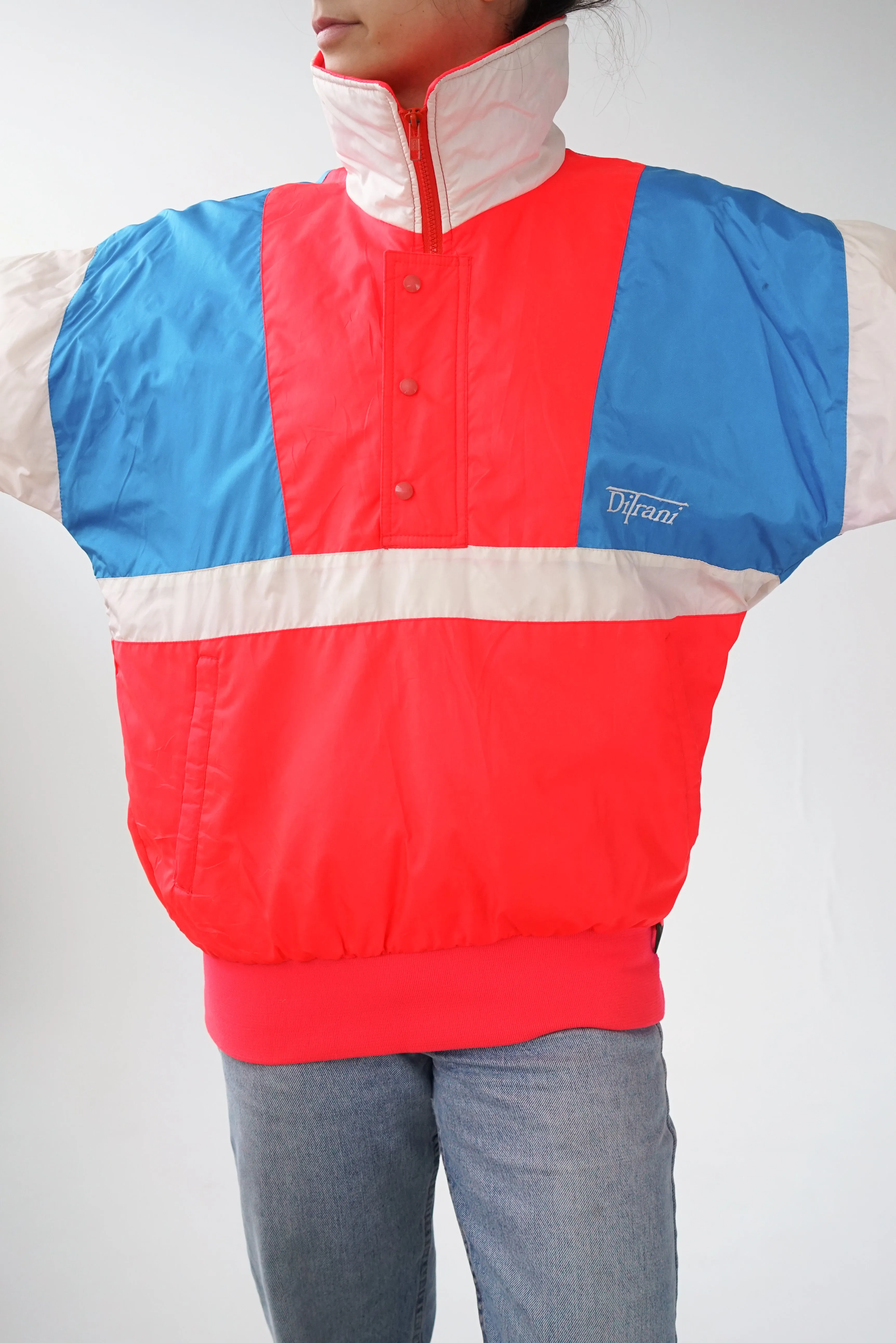 Rétro fluo Ditrani vintage 80s pull over ski jacket unisex size 36 (S)