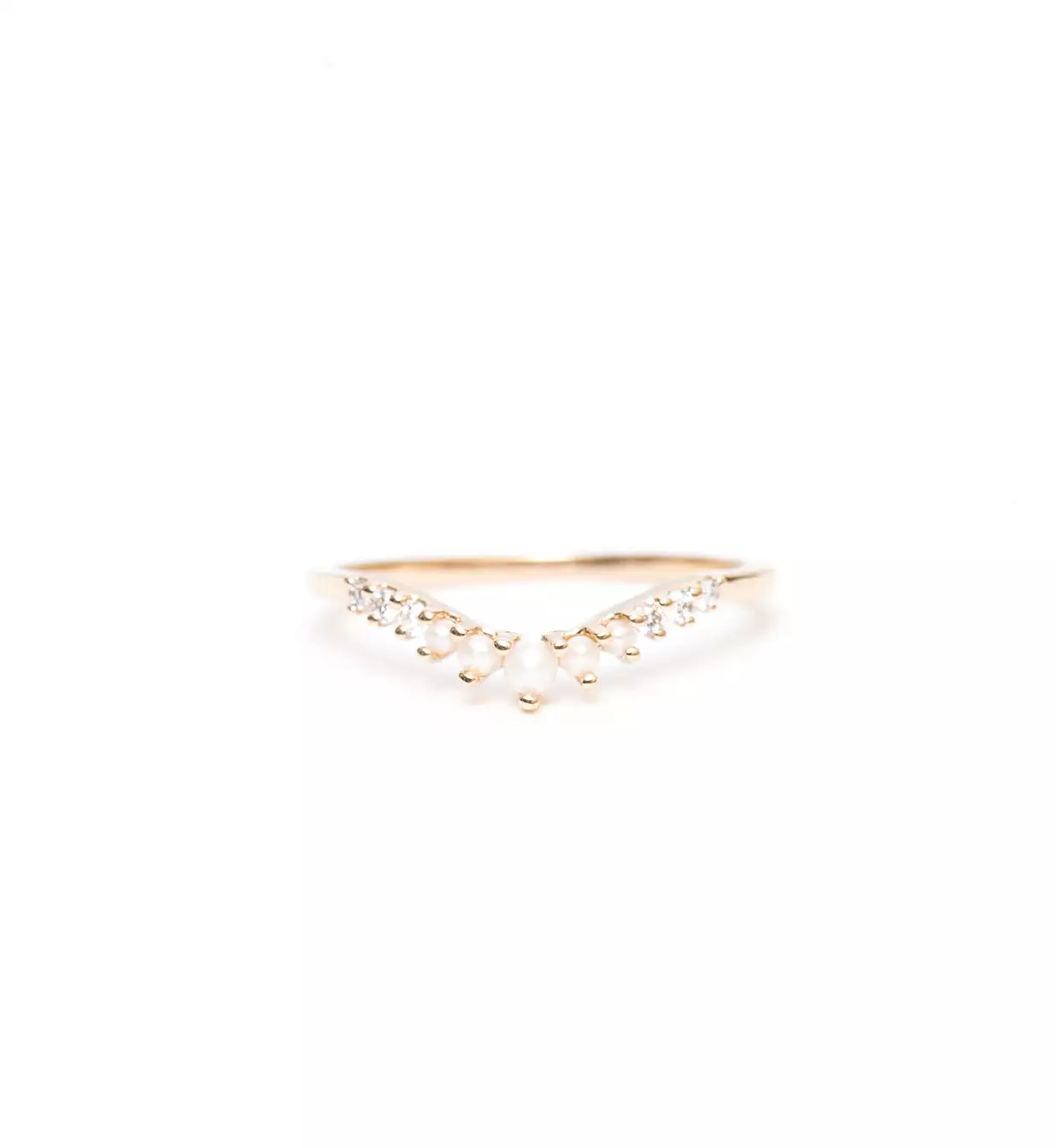 Seed Pearl & White Diamond Tiara Curve Band