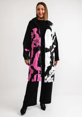 Serafina Collection One Size Graffiti Print Coat, Black Multi