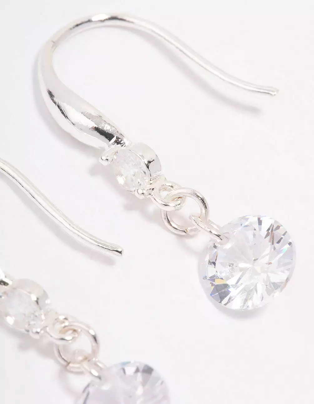 Silver Cubic Zirconia Dangle Drop Earrings