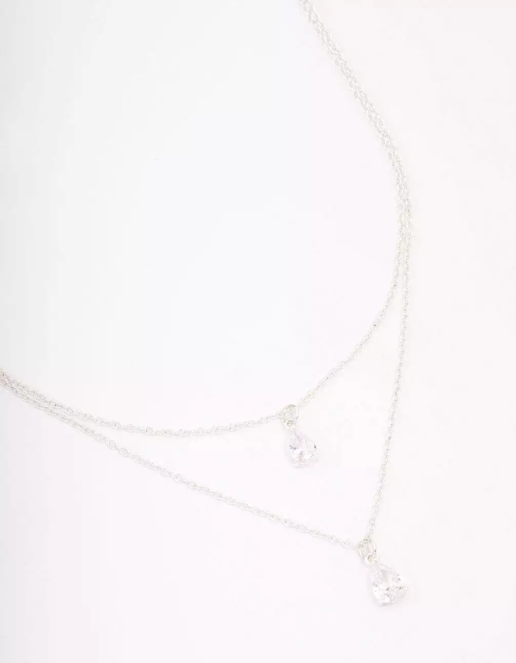 Silver Layered Dainty Diamante Short Necklace