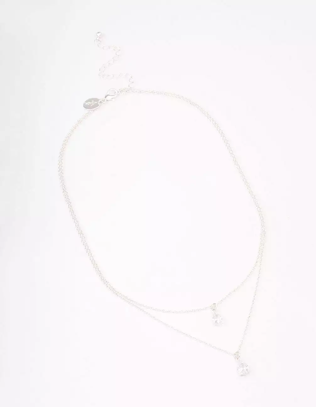 Silver Layered Dainty Diamante Short Necklace