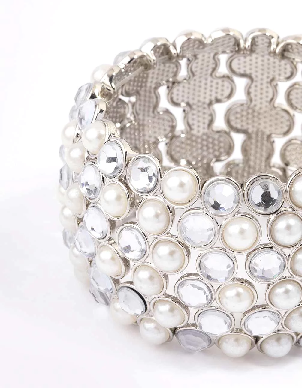 Silver Pearl Large Statement Bracelet