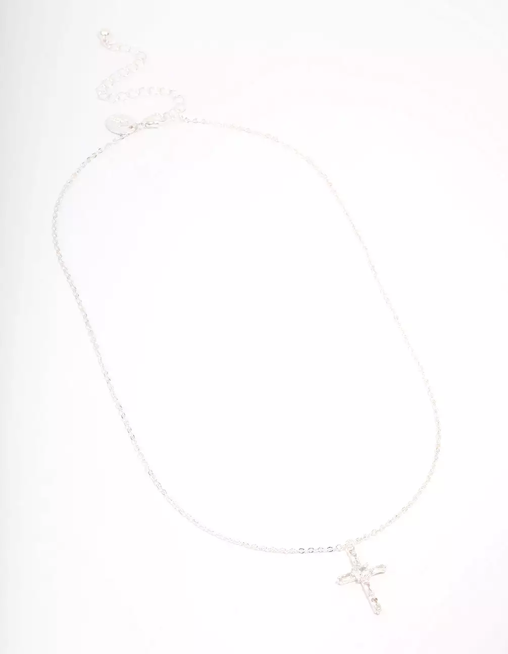 Silver Plated Cubic Zirconia Baguette Cross Pendant Necklace