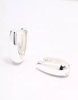 Silver Plated Slim Teardrop Hoop Earrings