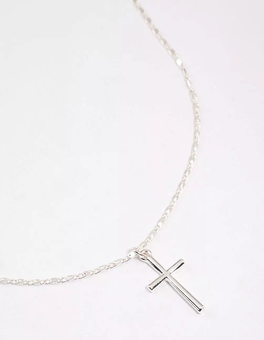 Silver Shiny Cross Pendant Necklace