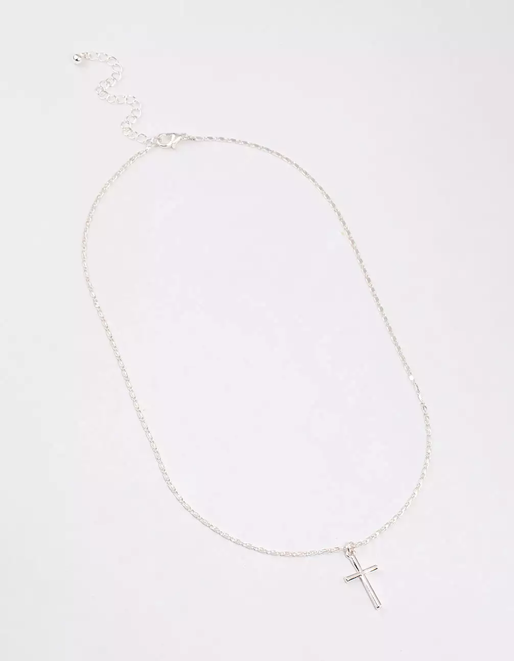 Silver Shiny Cross Pendant Necklace