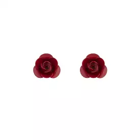 Single Red Rose Stud Earrings