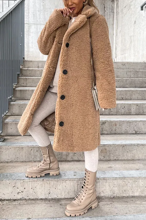 S'mores and Cozy Button Down Pocketed Teddy Coat