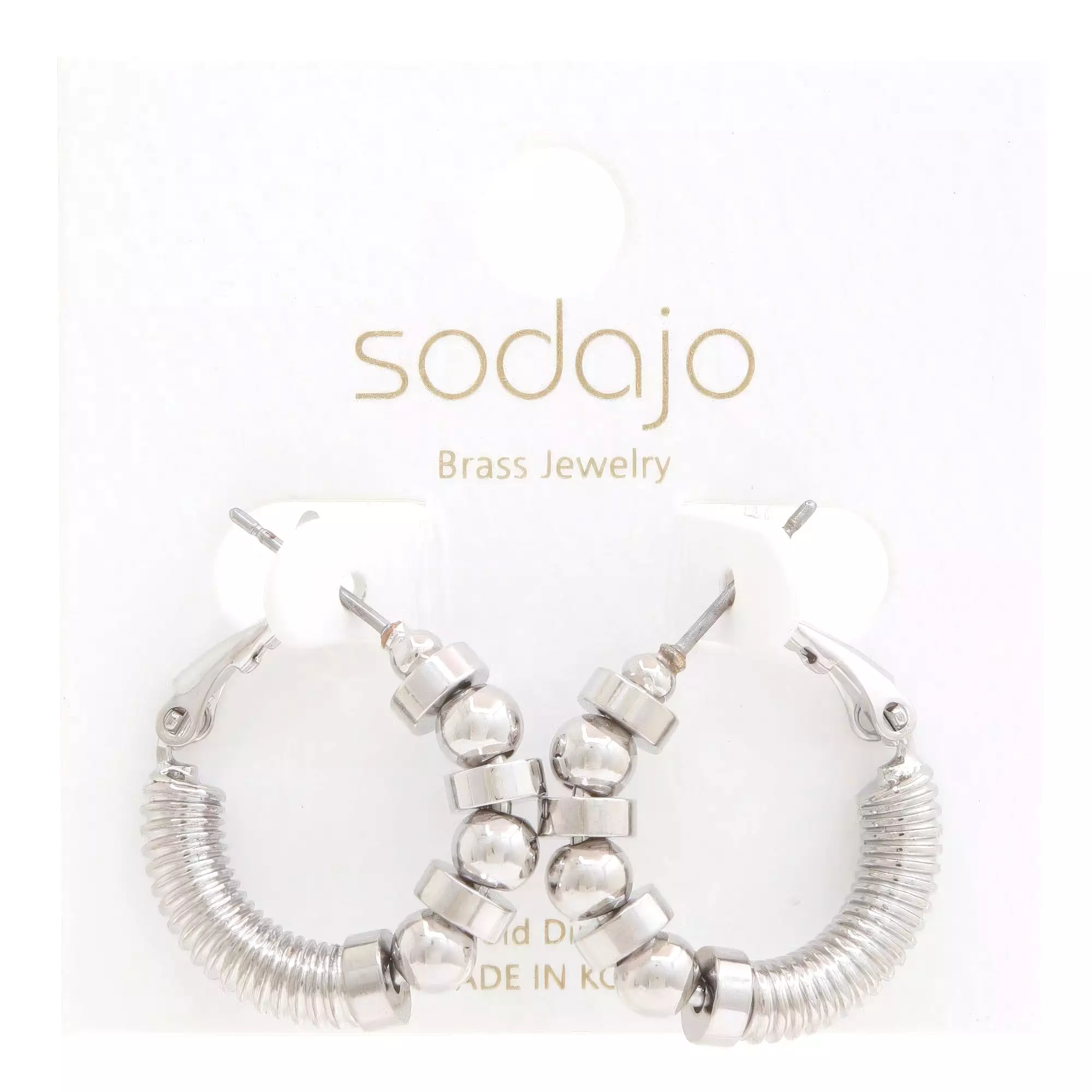 Sodajo Ball Bead Link Gold Dipped Hoop Earring