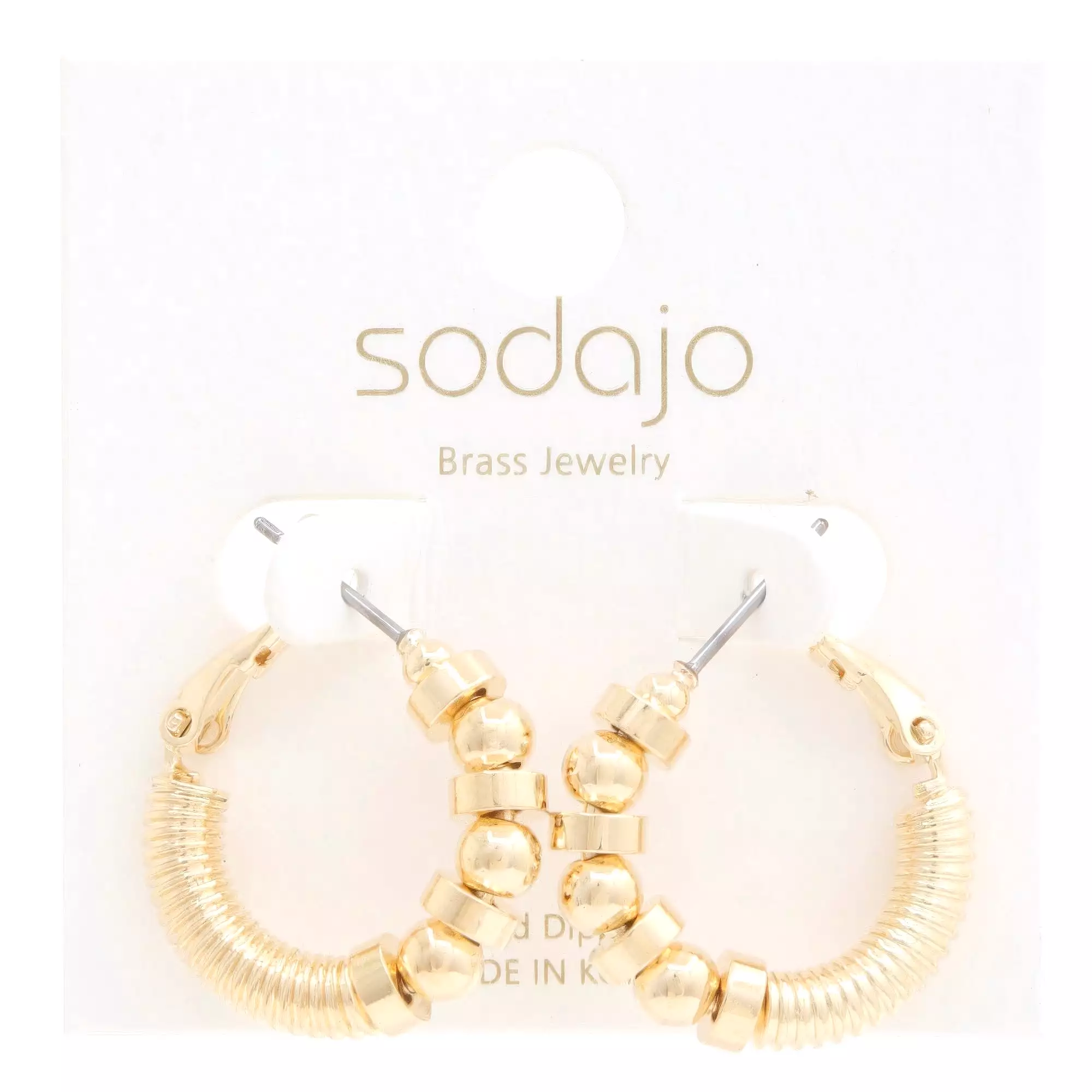 Sodajo Ball Bead Link Gold Dipped Hoop Earring