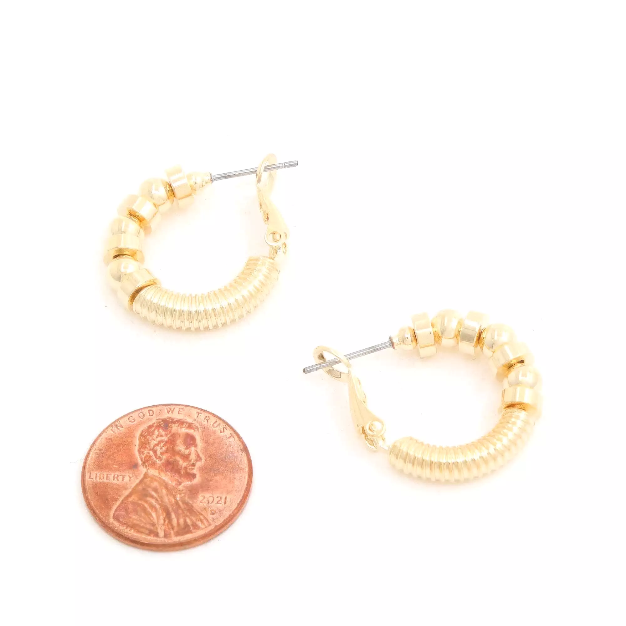 Sodajo Ball Bead Link Gold Dipped Hoop Earring