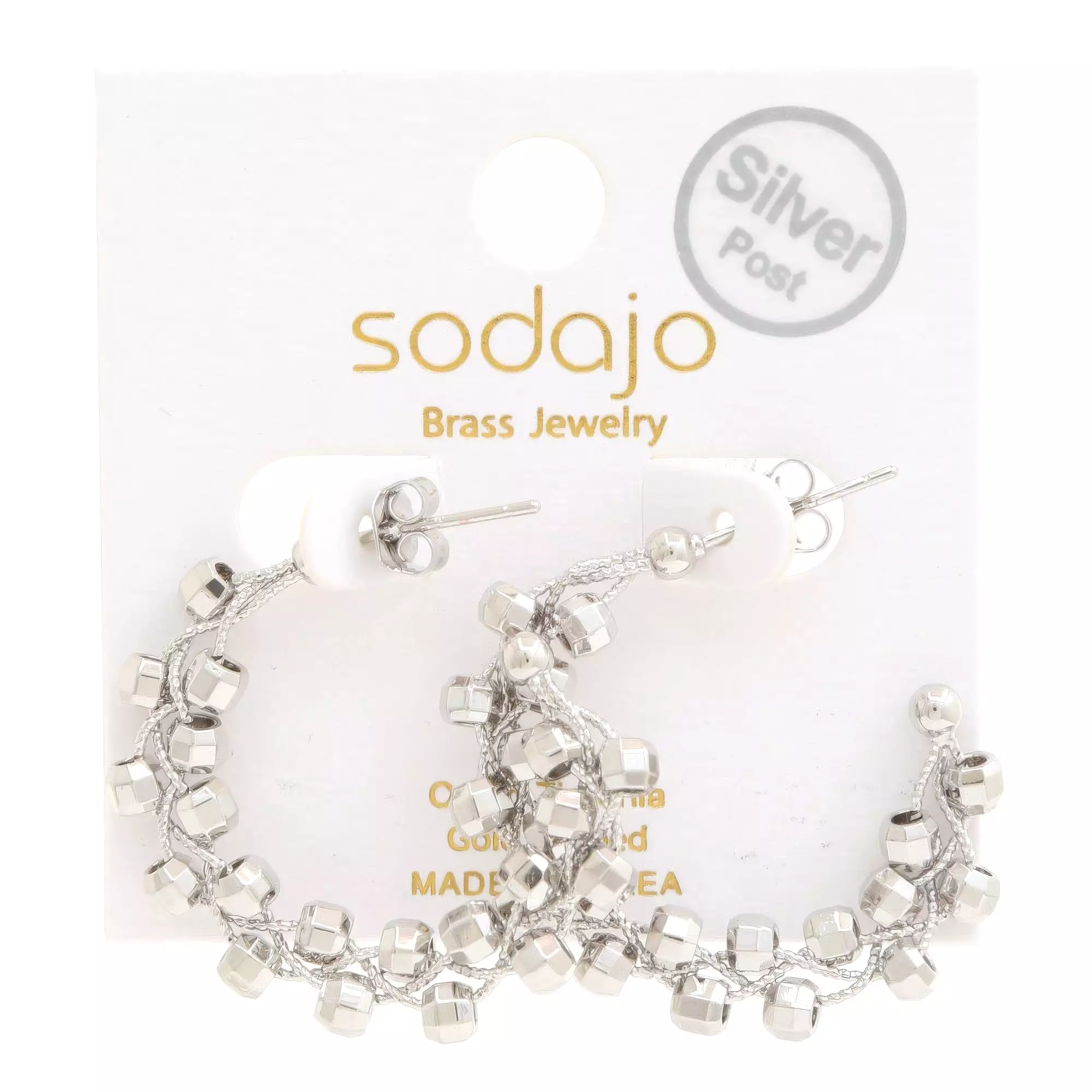 Sodajo Beaded Open Hoop Gold Dipped Earring