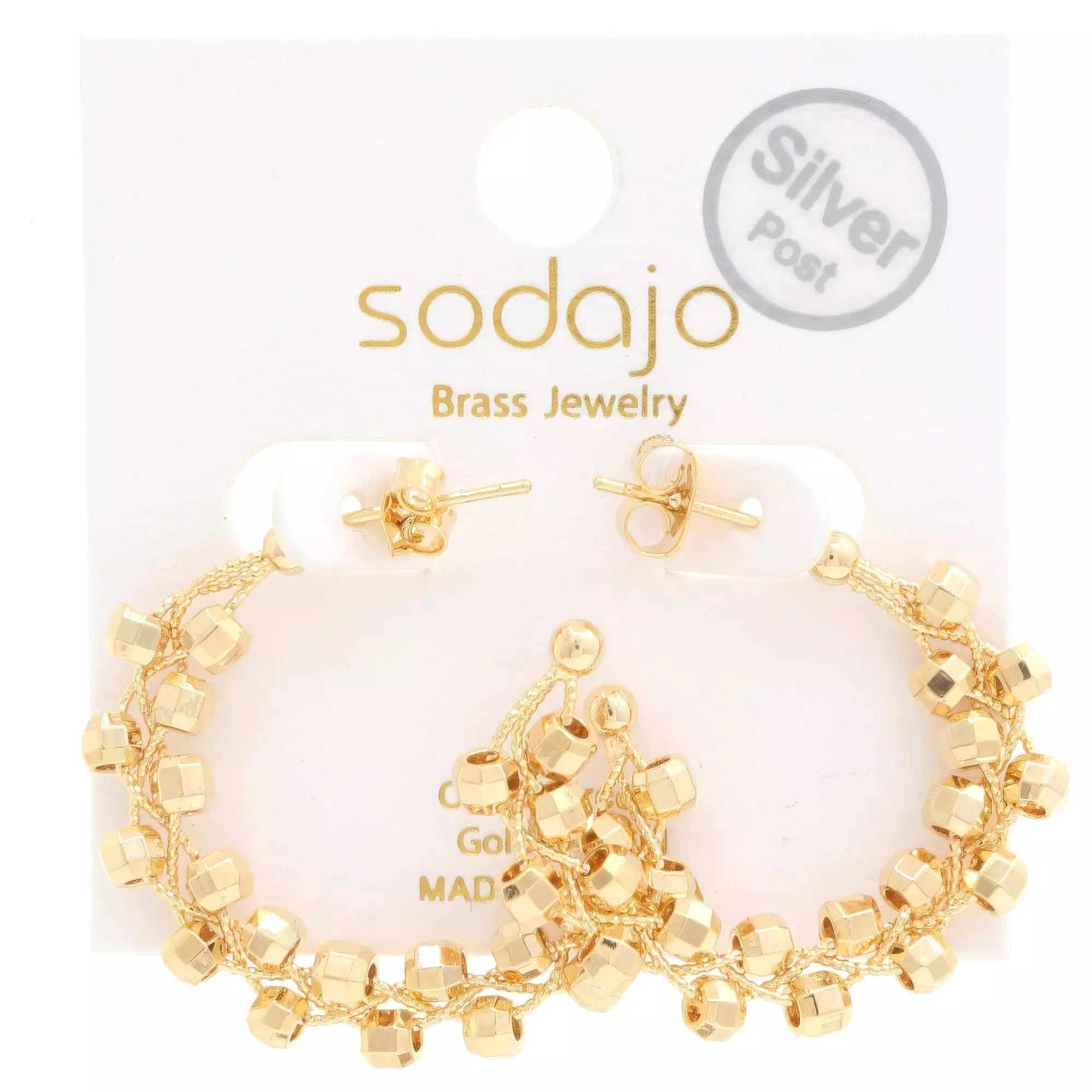 Sodajo Beaded Open Hoop Gold Dipped Earring