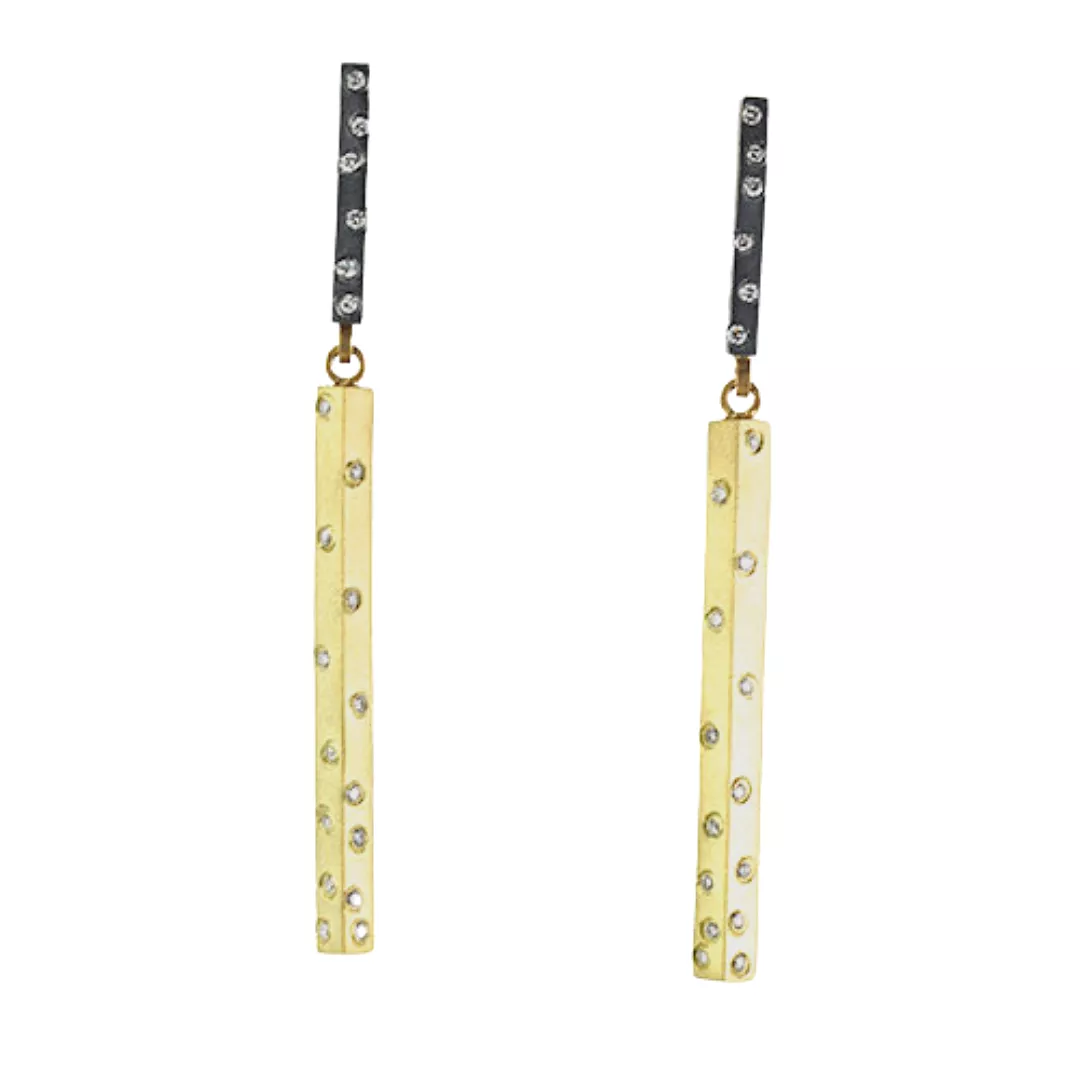 Starry Night Dangle Stick Earrings (18k Yellow Gold)