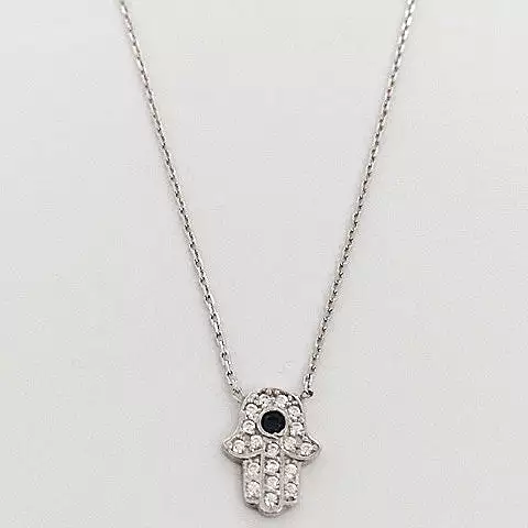 Sterling Silver Hamsa Hand Fine Link Chain Necklace